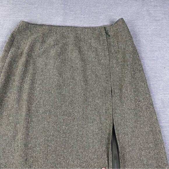 C’EST CITY Olive Green Tweed Silk Wool Blend Pencil Skirt Women’s Size 10 - Picture 7 of 8